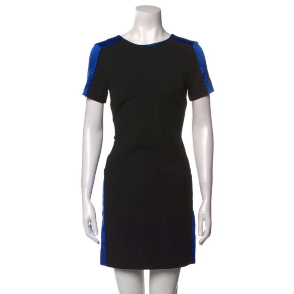 Sandro Dresses & Skirts - NWT SANDRO CREW NECK MINI DRESS BLACK AND BLUE WITH BACK CUT OUT ACCENT